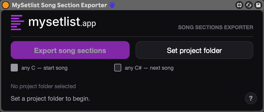 The MySetlist Song Section Exporter device in Ableton Live